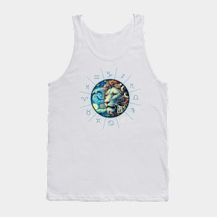 ZODIAC Leo - Astrological LEO - LEO - ZODIAC sign - Van Gogh style - 9 Tank Top